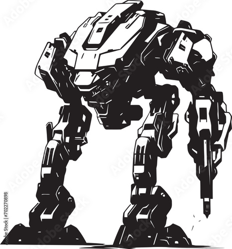 Warrior Enforcer Robot Logo Icon Armored Titan Black Icon Design