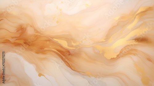 Natural luxury abstract fluid art painting in alcohol ink technique. Tender and dreamy wallpaper. Mixture of colors creating transparent waves and golden swirls. For posters, other printed materials photo