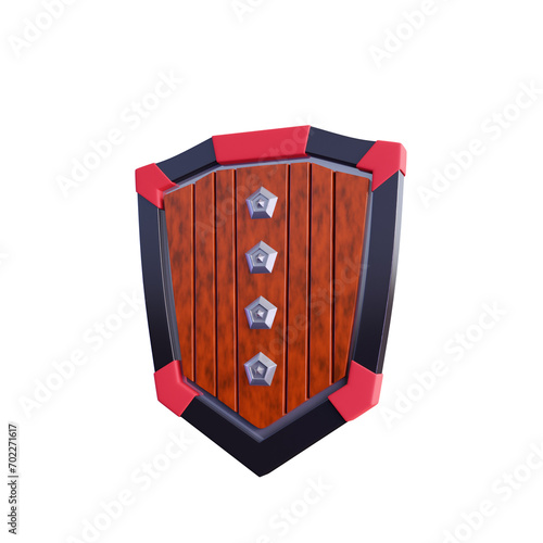 3D shield with transparent background