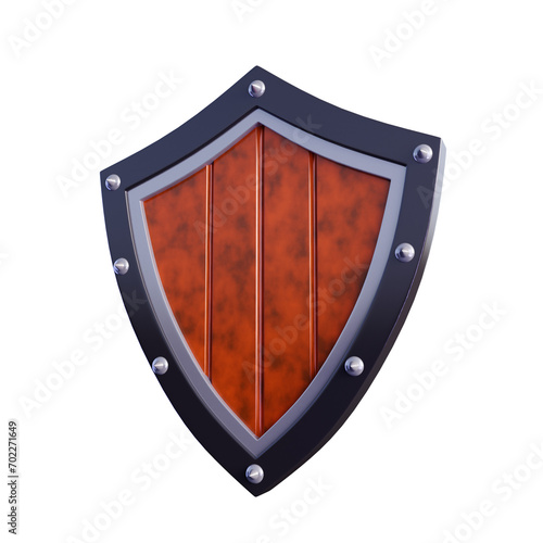 3D shield with transparent background