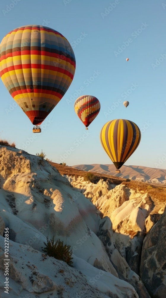 Hot Air Balloons at Love Valley,vivid colors,bright,