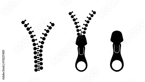 zipper symbol, black isolated silhouette