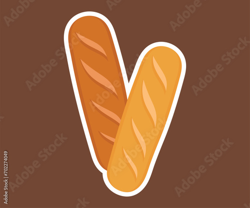 Bread and bakery vector design art. Cute icon of kinds of fresh tasty bread 