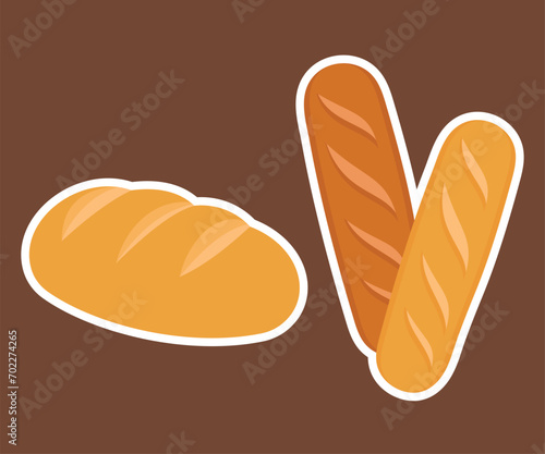 Bread and bakery vector design art. Cute icon of kinds of fresh tasty bread 