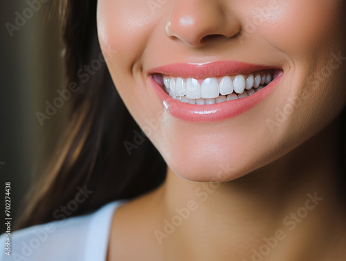A young girl with a beautiful smile. Teeth whitening  veneers. 