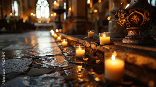 Fotografia Tenebrae Service Candlelight:  A Tenebrae service with candles gradually extingu