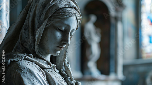 Mary's Veiled Statue: A statue of Mary veiled in mourning, embodying the sorrow and reflection of Good Friday