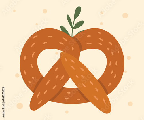 Bread and bakery vector design art. Cute icon of kinds of fresh tasty bread 