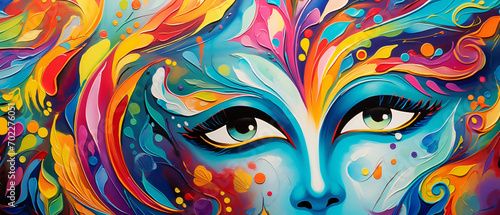 Carnival colorful face mask painted in bright colors