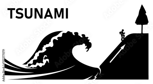 Tsunami hazard zone sign vector.