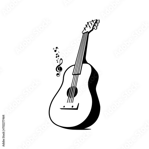 classical guitar illustration vector, acoustic guitar