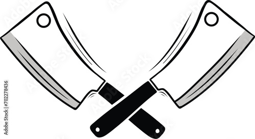 We crossed butcher knives. Vector illustration.