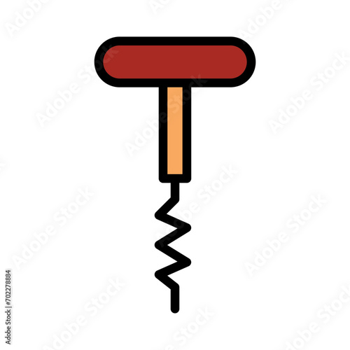 Corkscrew Kitchen Wine Filled Outline Icon