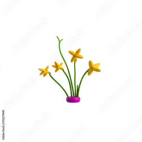 daffodils in vase isolated on white