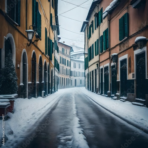 italy street , snowy street , snow in winter in italy street , italy traditional street , winter streets , street in the town
