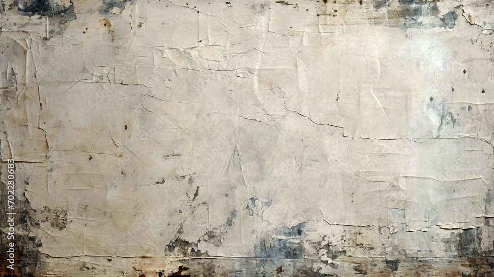 Obraz premium Crumpled White Paper Texture with a Distressed, Textured Background, Evoking a Raw and Weathered Feel