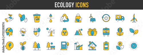 Ecology icons set. carbon neutral, net zero, eco planet green signs, nature eco symbol vector illustration
