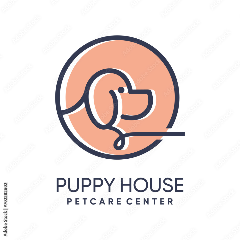 Obraz premium Puppy house logo design simple concept Premium Vector