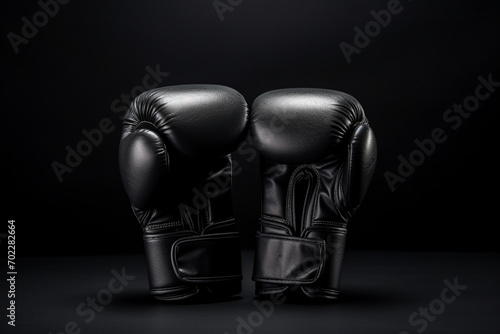 Leather boxing gloves on dark background mixed martial arts mma3d black realistic abstract background