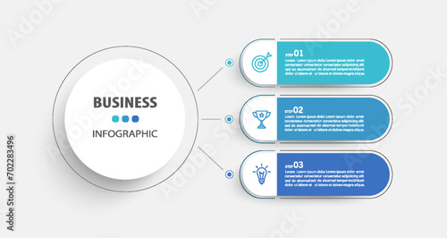 Modern business infographic template with 3 options or steps