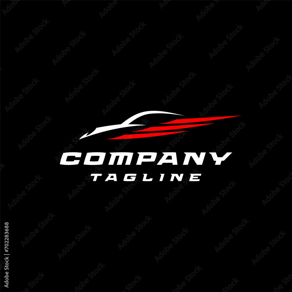 Red Winged Car Silhouette Logo Design. Car Silhouette With Red Wings Logo Design. Red Winged Car Silhouette Logo Design. Car Silhouette With Red Wings Logo Design.