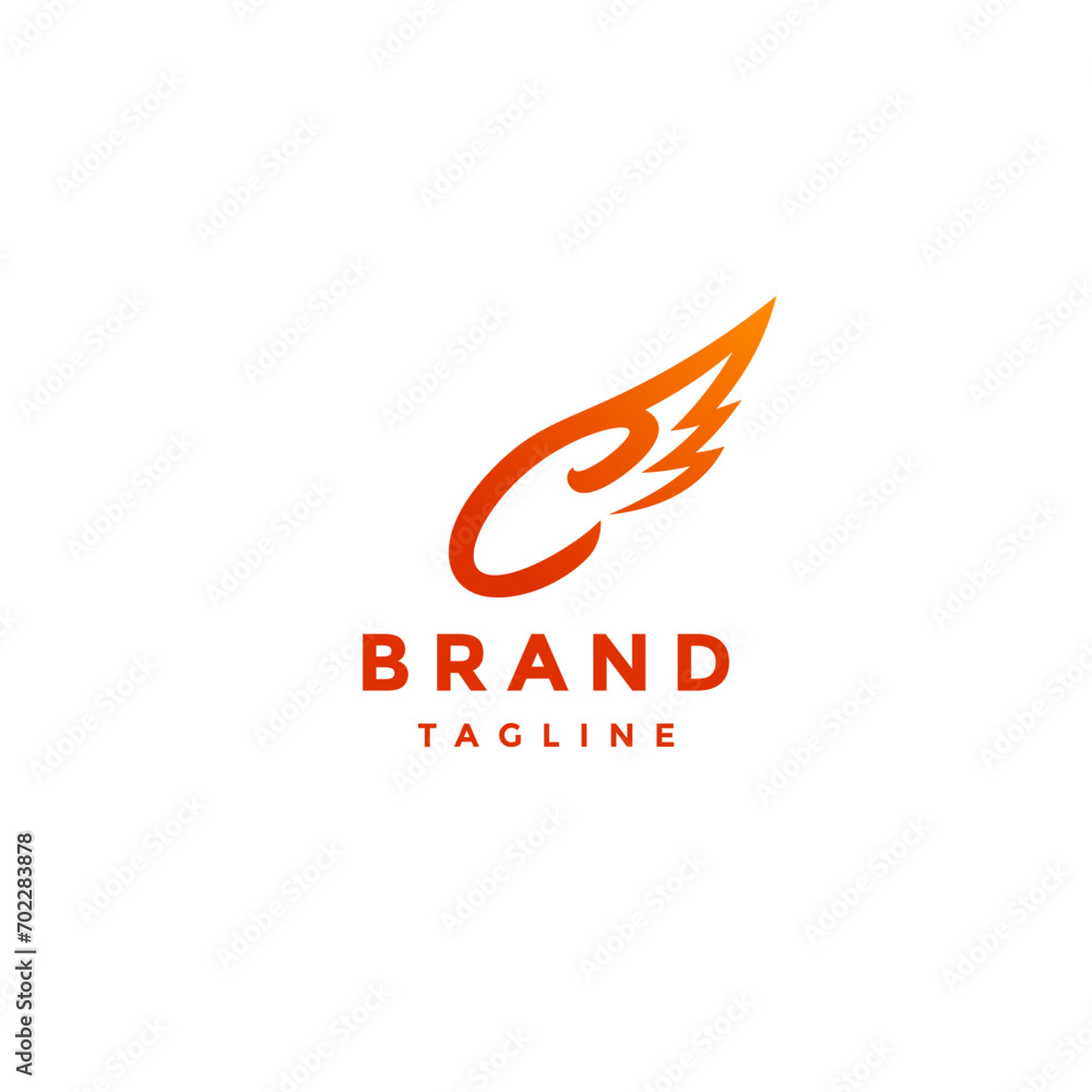 Fantasy Winged Initial Letter C Logo Design. Initial Letter C With Wings Logo Design.