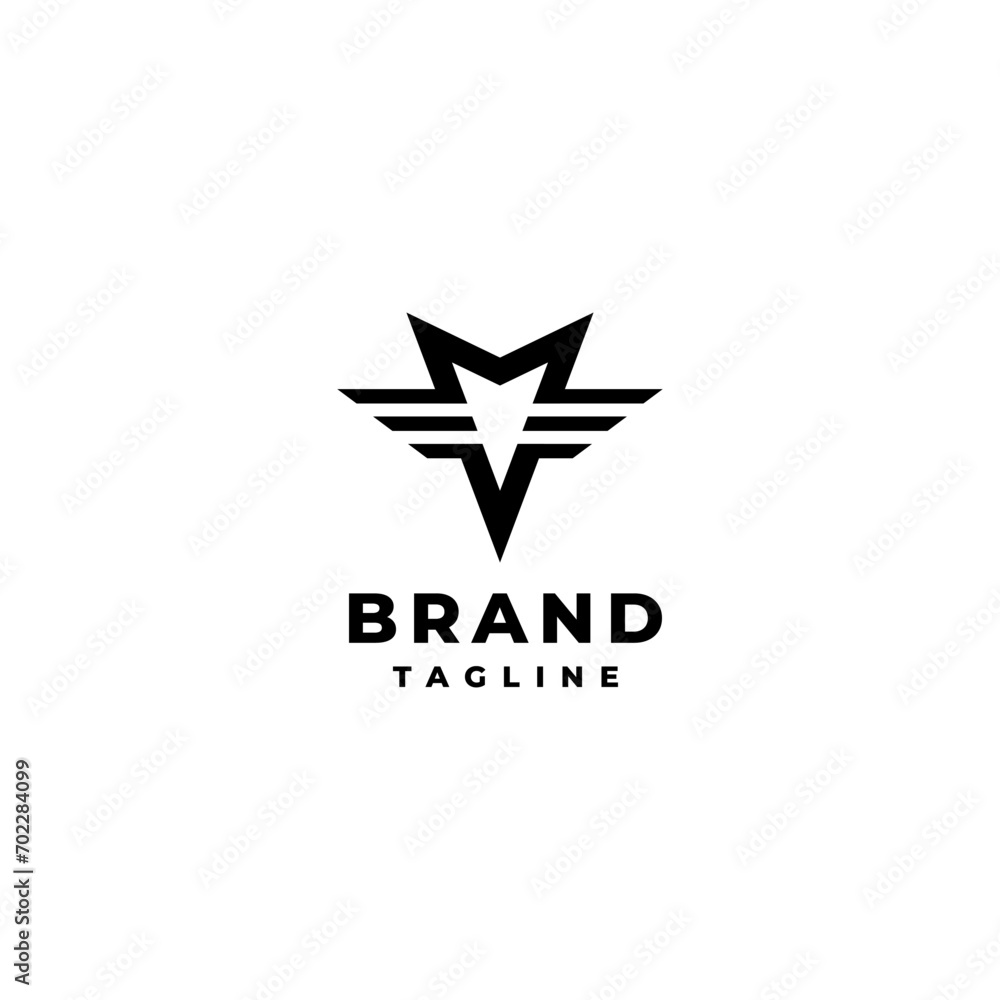 Initial Letter M and V Logo Design. Letter MV With Wing Stripes Logo Design.