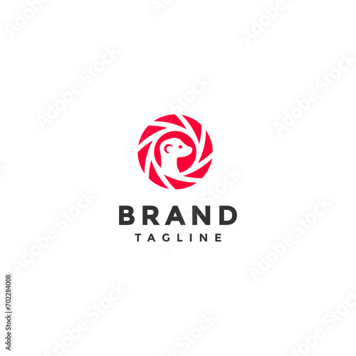 Cute Meerkat Inside Shutter Camera Logo Design. Camera Shutter With Meerkat Silhouette Inside Logo Design.