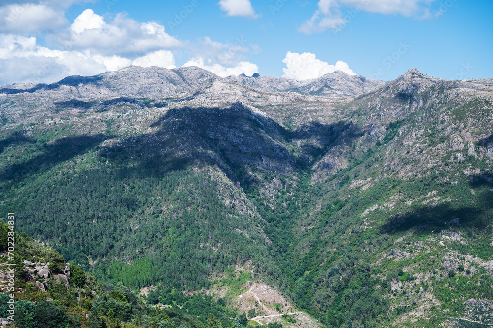 The viewpoint of Junceda, at an altitude of 915 meters, where entire valley of the Geres river can be seen, mountains on the background