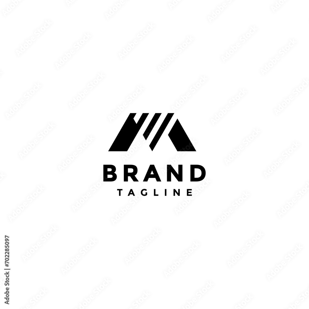 Simple Initial Letter MV Logo Design. Lines of the Letter V in the Letter M Logo Design.