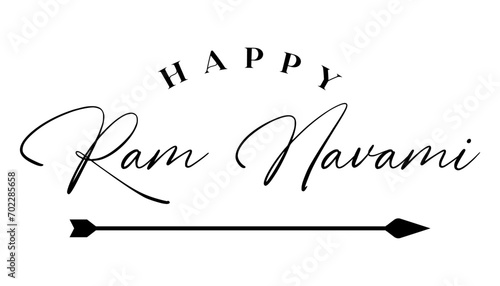 Happy Ram Navami lettering indian hindu festival vector illustration.
