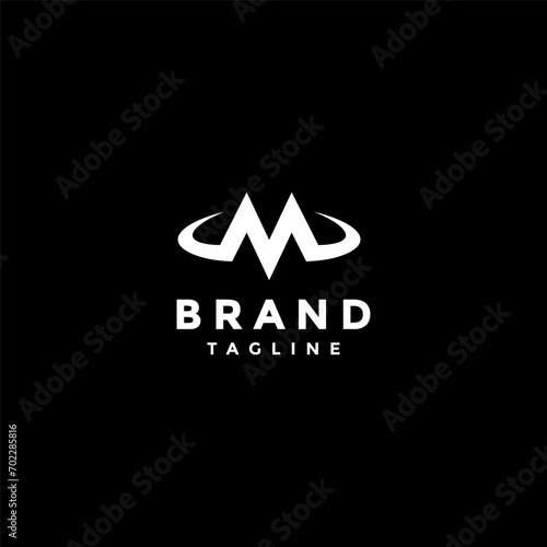Initial Letter M Mammoth Logo Design. Simple Letter M With Elephant Ivory Logo Design.