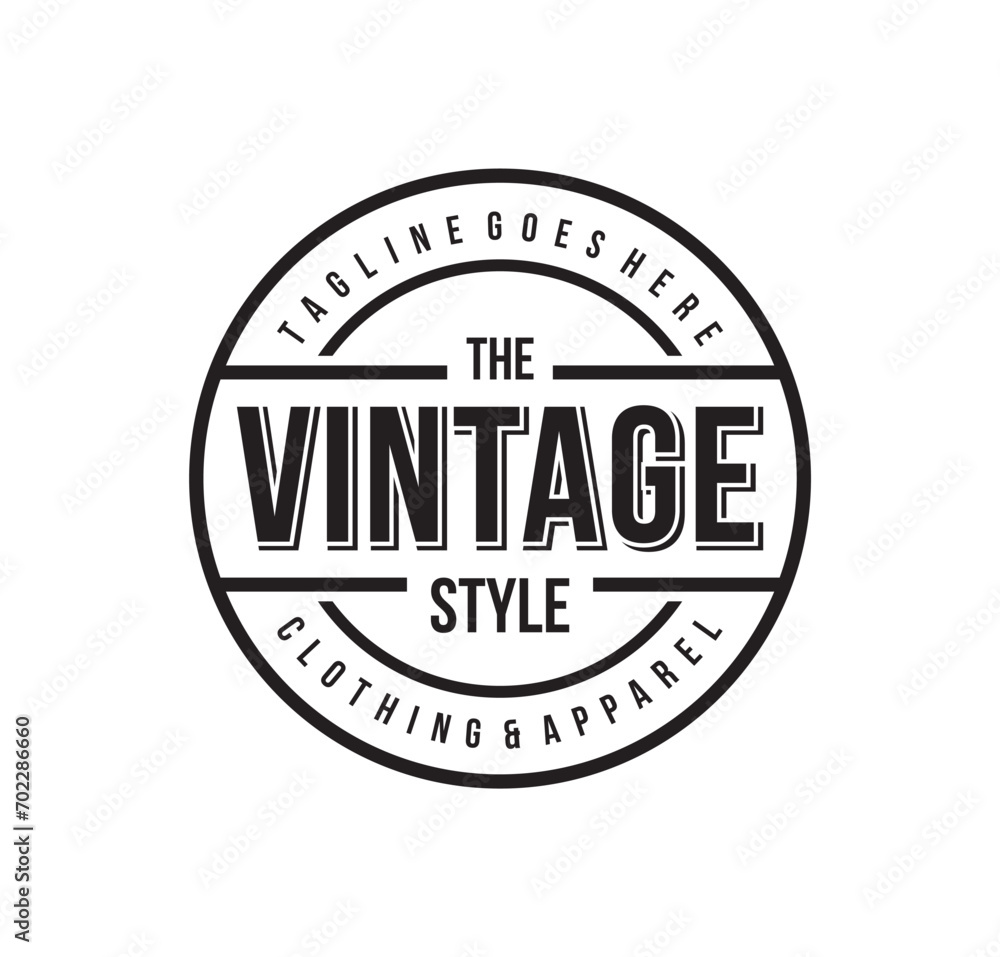 Vintage Retro Cloth Apparel badge stamp. Classic Vintage Retro Label logo design.