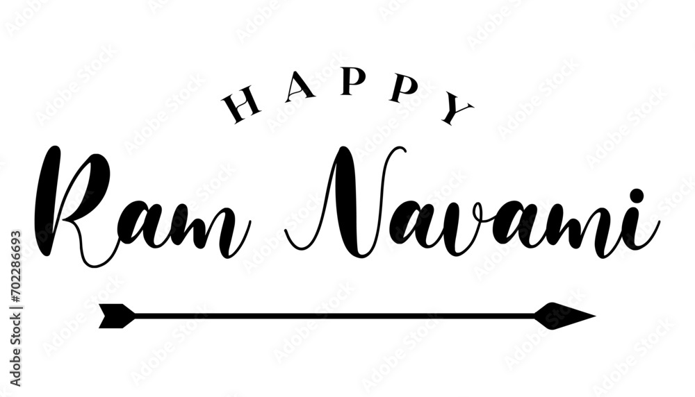 Happy Ram Navami lettering indian hindu festival vector illustration. - obrazy, fototapety, plakaty 
