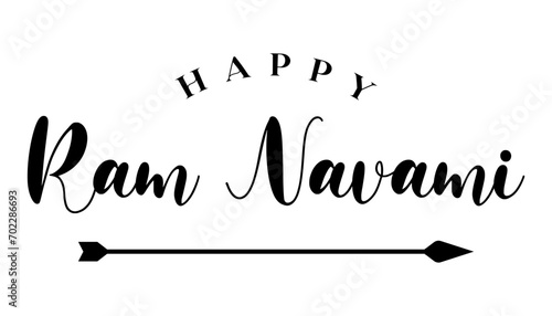 Happy Ram Navami lettering indian hindu festival vector illustration.