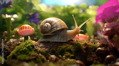 Snail Mollusc Garden image.Generative AI