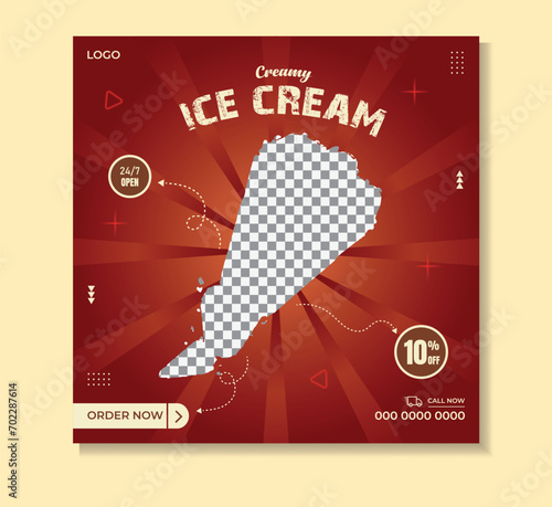 Ice cream social media instagram post banner template photo