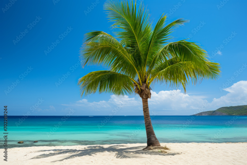 Solitary Palm Tree on a Pristine Caribbean Beach. Solitary Palm Tree on a Pristine Caribbean Beach.