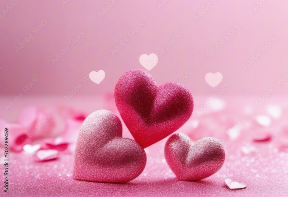 Pink and white heart on pink background