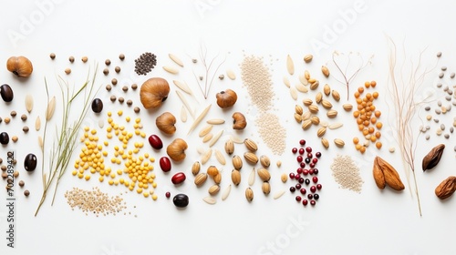 crop seeds against a clean white backdrop, showcasing the essence of agricultural biodiversity.