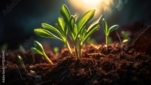 A small plant emerging from the soil  symbolizing growth and new beginnings. Can be used to represent nature  gardening  or the concept of starting fresh