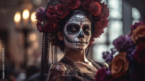 Woman with make-up at the festival Day of the Dead - Dia de los Muertos - a holiday dedicated to the memory of the dead