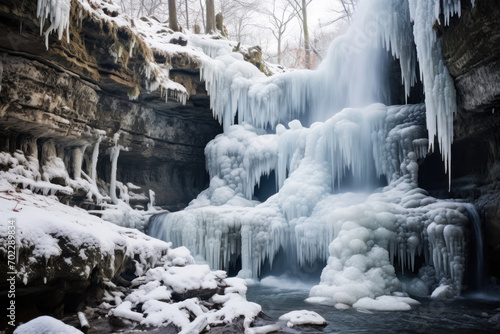 Frozen Waterfall in Winter Wonderland.