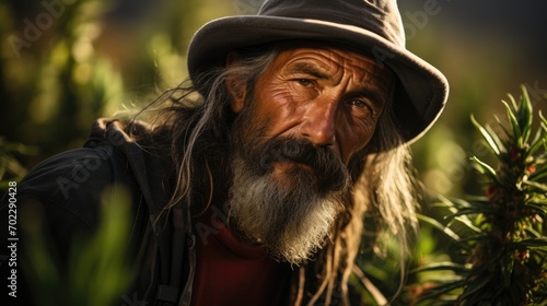Farmer in marijuana field