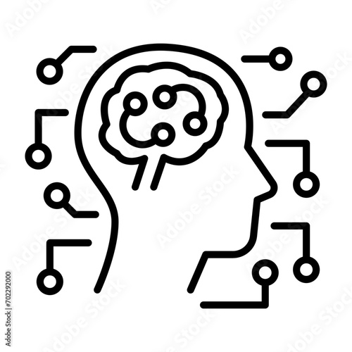 brain that controls movement intention concept, paralysis to control device vector line icon design, predictive modeling or adaptive control symbol artificial intelligence sign, neural circuit