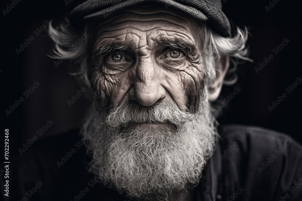 Monochrome Photo Of An Old Man
