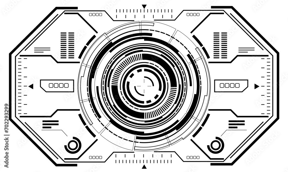 Obraz premium HUD sci-fi circle interface screen view grey geometric design virtual reality futuristic technology creative display on white vector.
