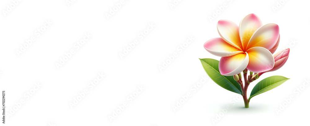 Frangipani flower isolated on white background. copy space. ai generative