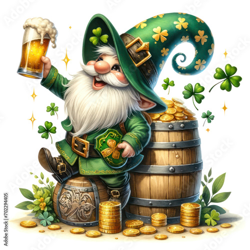 Cute Gnome Celtic Warrior Shield Clipart Illustration