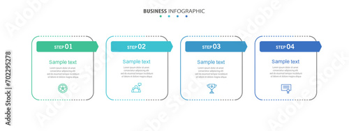Business infographic design template with 4 options, steps or processes. Can be used for workflow layout, diagram, annual report, web design